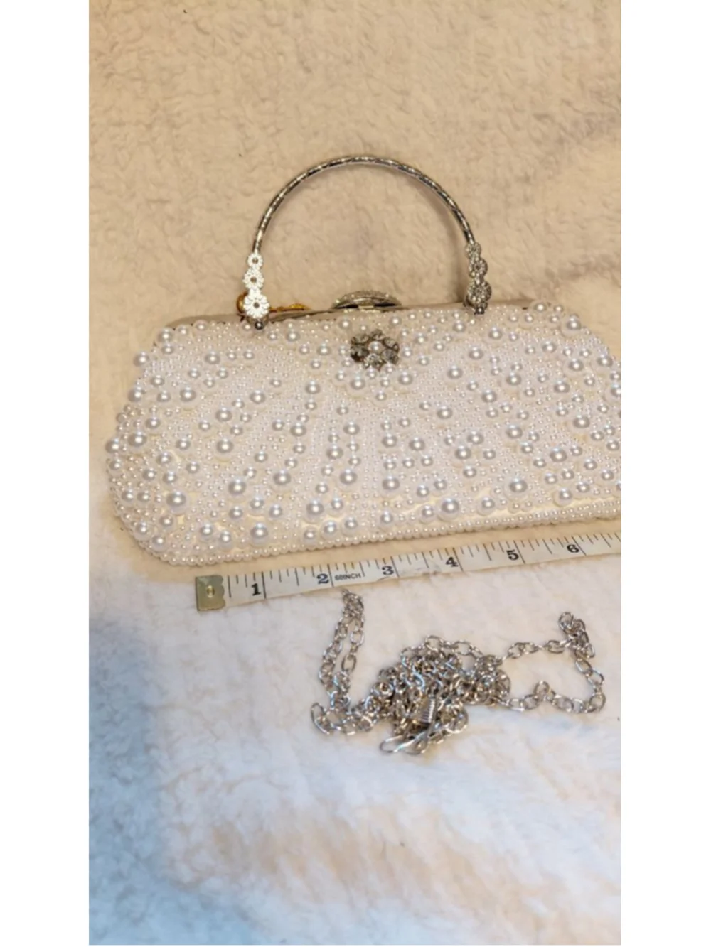 Women's Unbranded White Pearl Clutch One Size